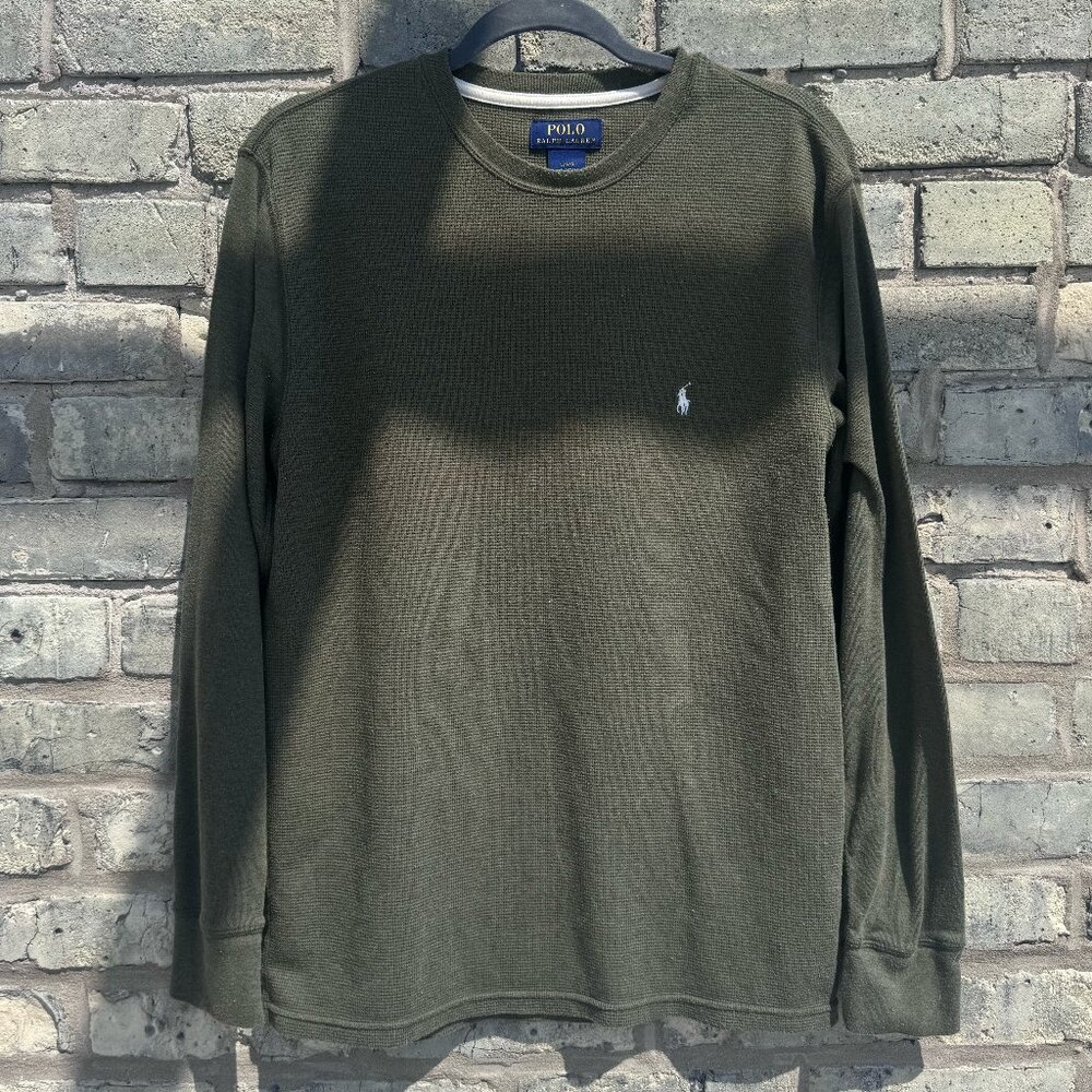 Polo Ralph Lauren Olive Green Long Sleeve Thermal Shirt, Size L